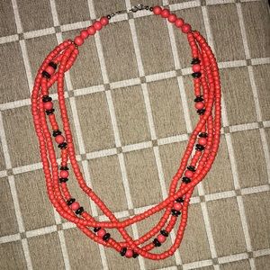 Women’s handmade orange beaded necklace